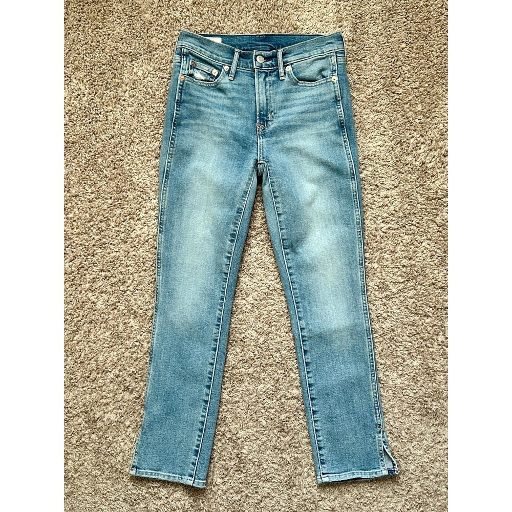 Gap High Rise Cropped Flare Jeans Womens Size 25 Blue Wash Button Fly Split Hem